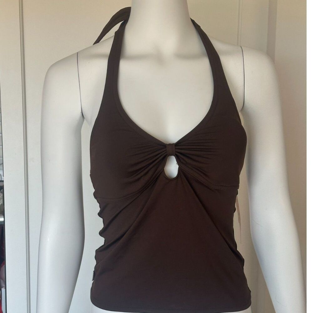 Bikini top, longer length, by Anne Cole, brown, Size M.